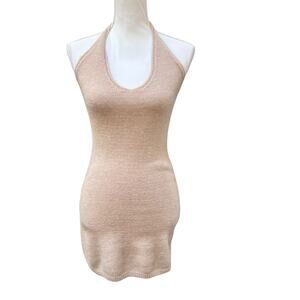 Princess Polly Dayna Mini Dress Women's Size XS S Beige Halter Knit